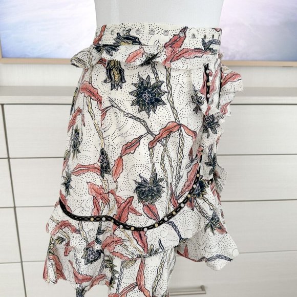 New ISABEL MARANT Ugi Ruffle Trim Grommet Stud Mini Skirt Sz 36 FR US S - Picture 4 of 8